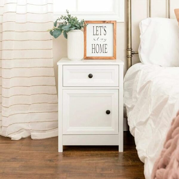 Mesa de Cabeceira Ditália 1 Gaveta 1 Porta Dm-114 Branco