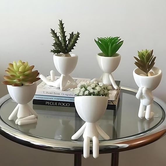 Kit 5 Vasinhos Unidades Bob Decorativo Suculenta Plantas