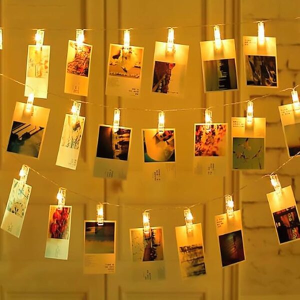 Cordão de Luz - Varal de Fotos com Prendedores Led - 2 Pilhas Aa - 10 Pregadores