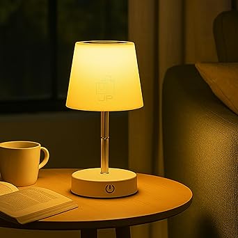 Abajur de Mesa LED Recarregável Touch 3 Níveis de Luz Luminária Portátil sem Fio Dimerizável com Base Antiderrapante