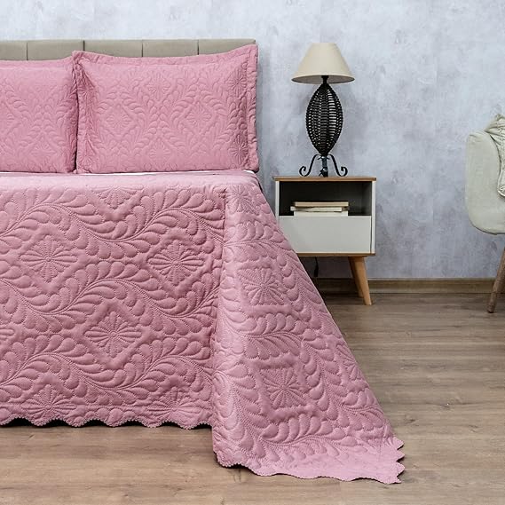 Cobre Leito Colcha Camili Super King 3 pçs Matelado Dupla Face